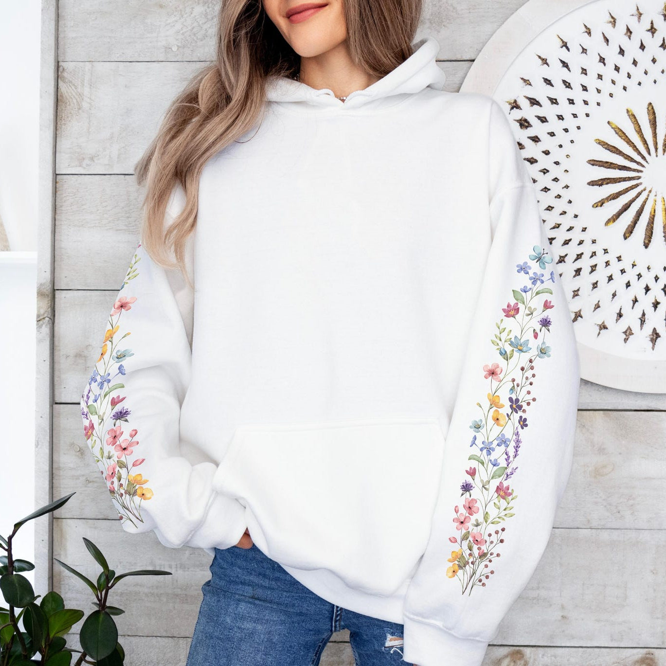Floral Sleeve Hoodie