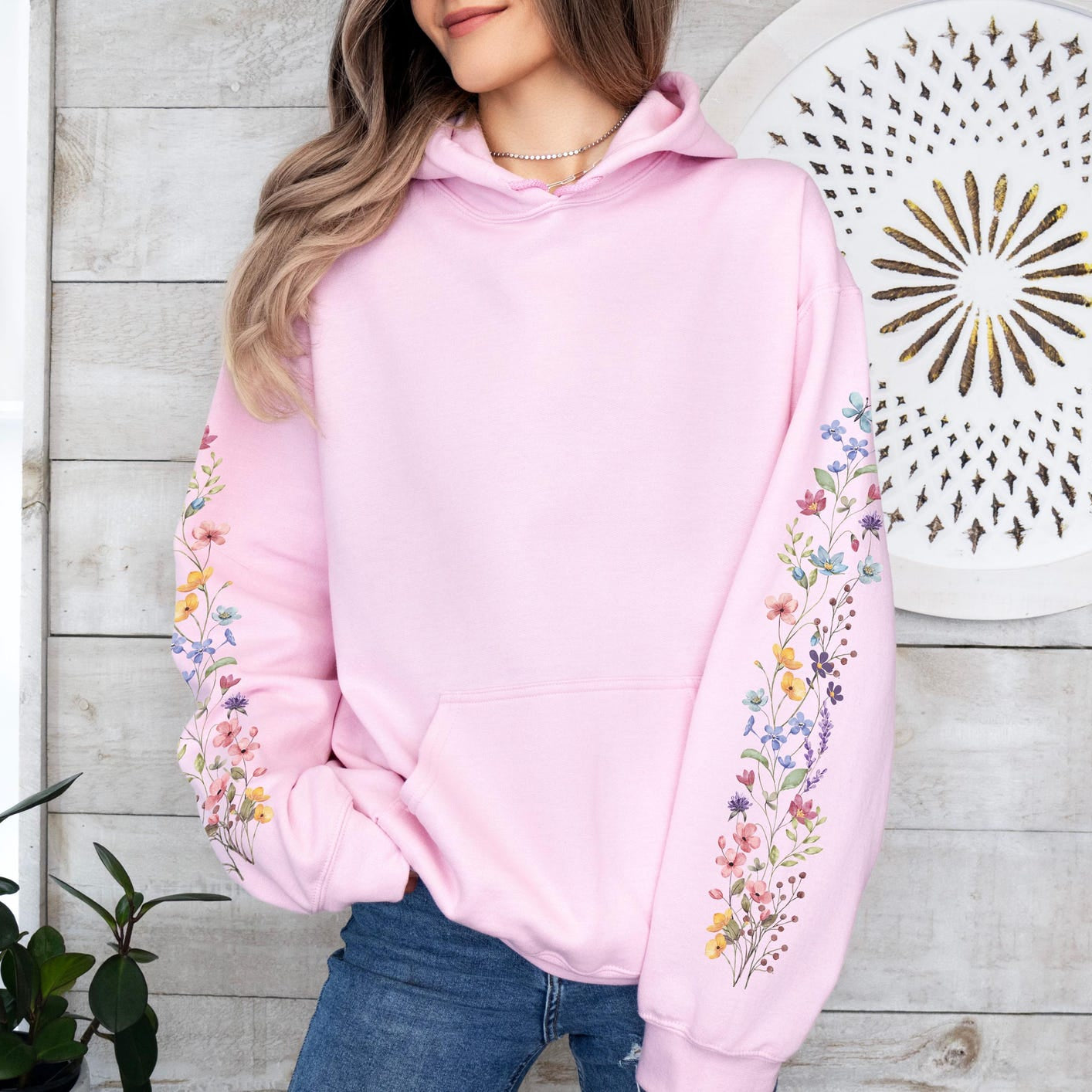 Floral Sleeve Hoodie