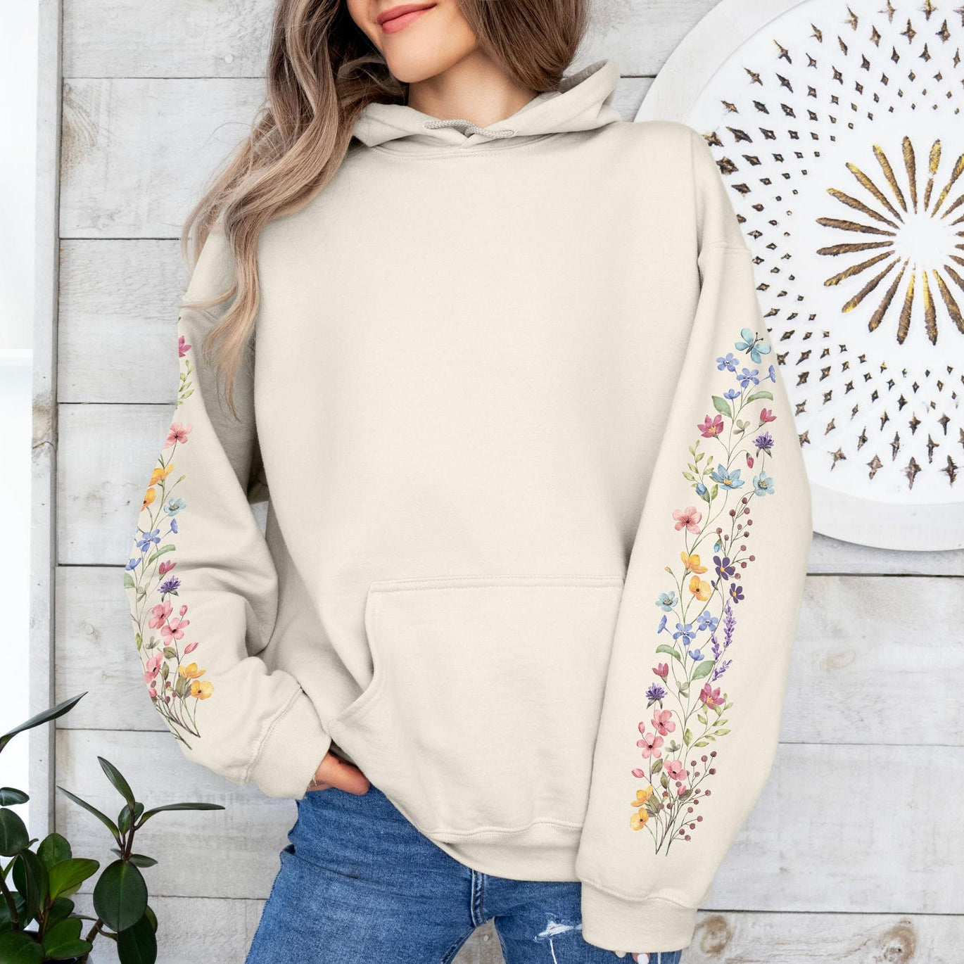 Floral Sleeve Hoodie