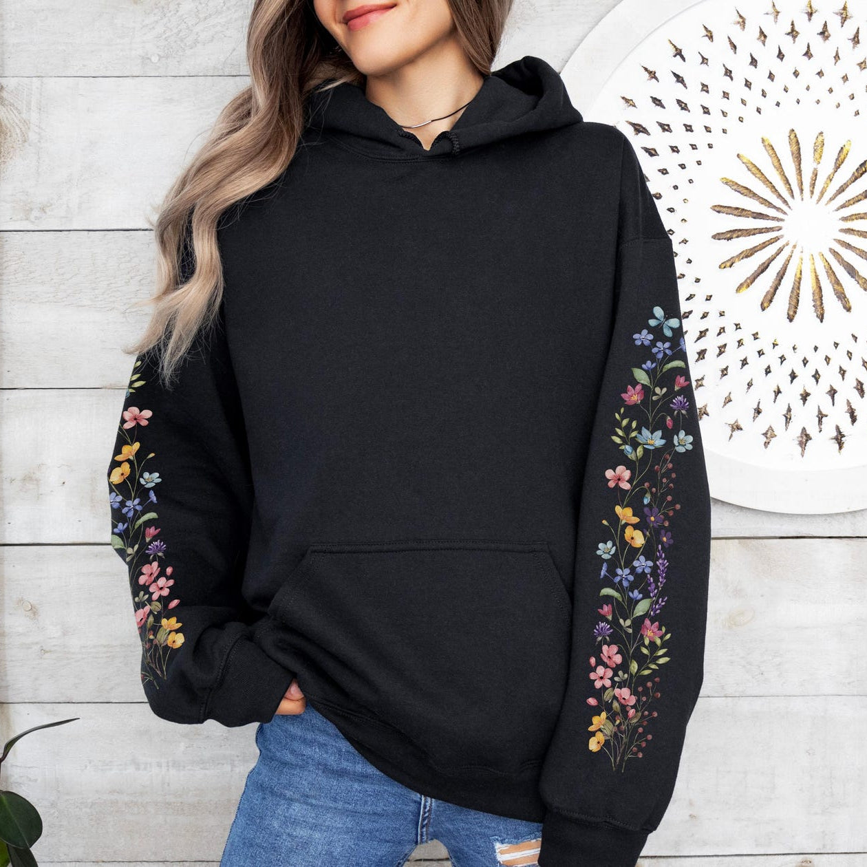 Floral Sleeve Hoodie