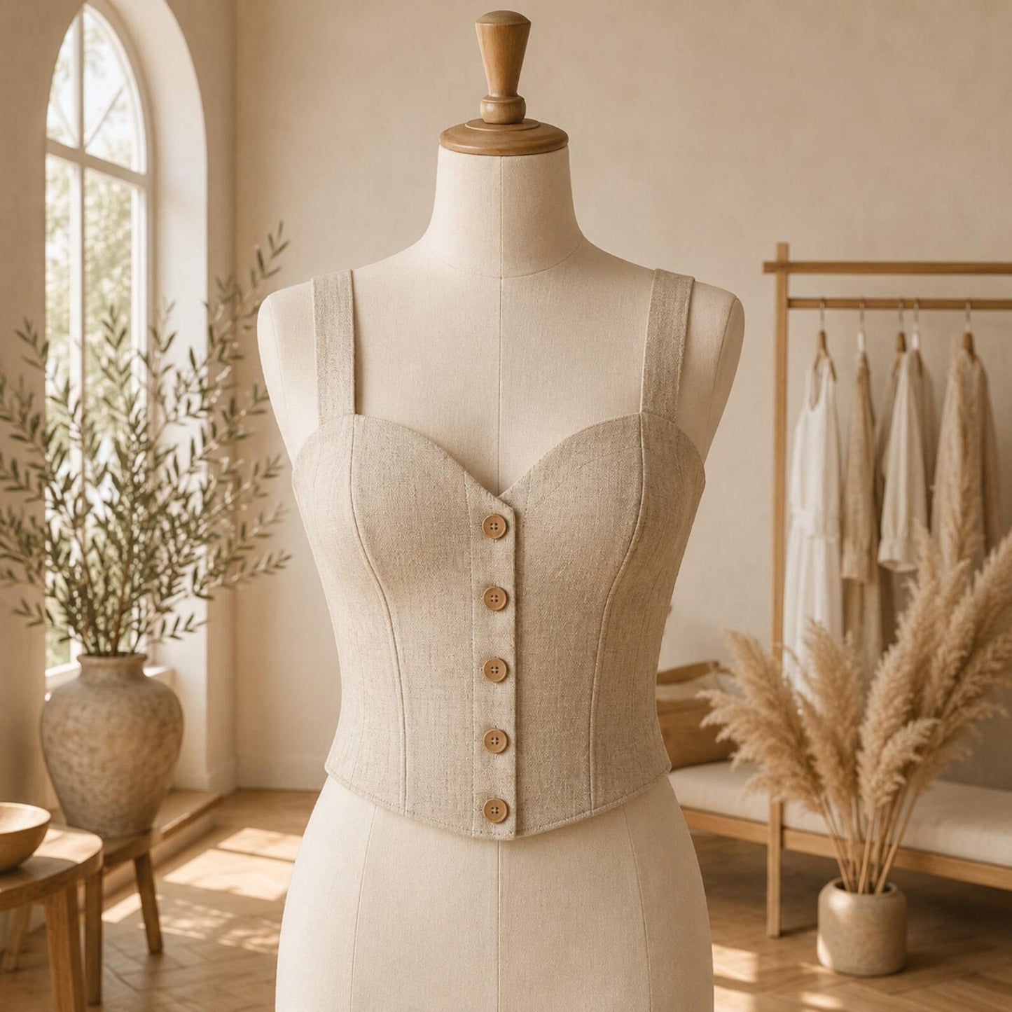 Linen Corset Tank Top