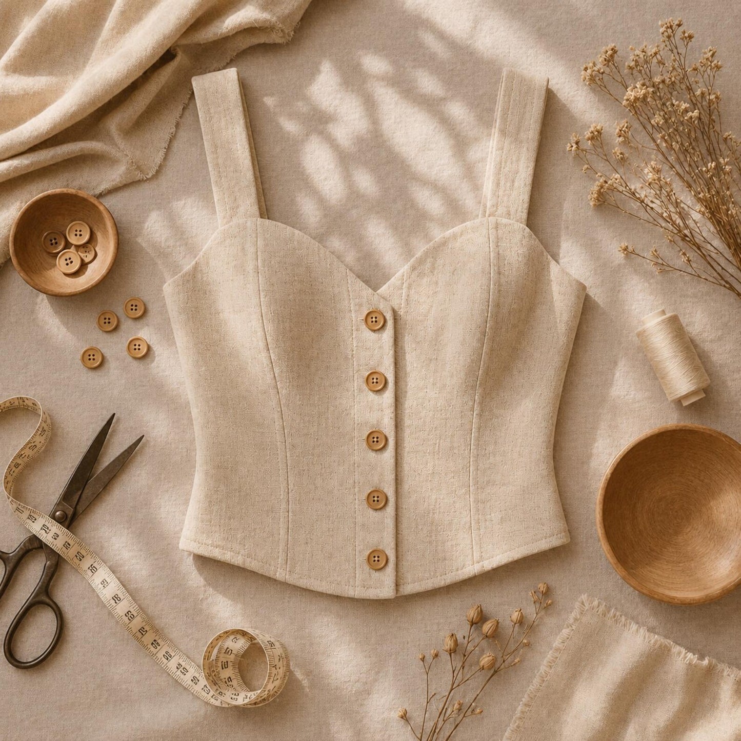 Linen Corset Tank Top